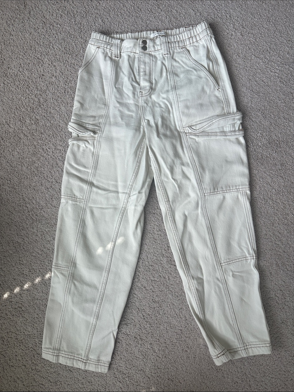PacSun White Cargo Pants with Utility Pockets- Size Medium